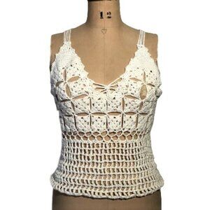 Vintage boho crochet knit tank top